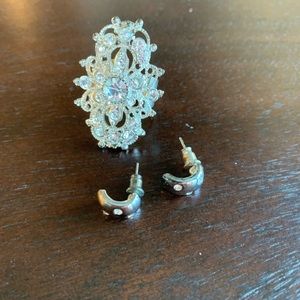 Earrings and statement ring